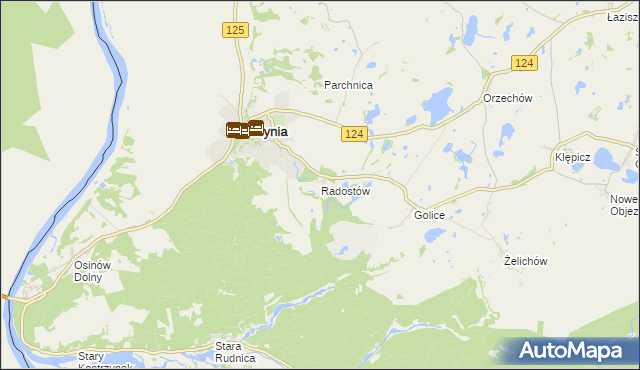 mapa Radostów gmina Cedynia, Radostów gmina Cedynia na mapie Targeo