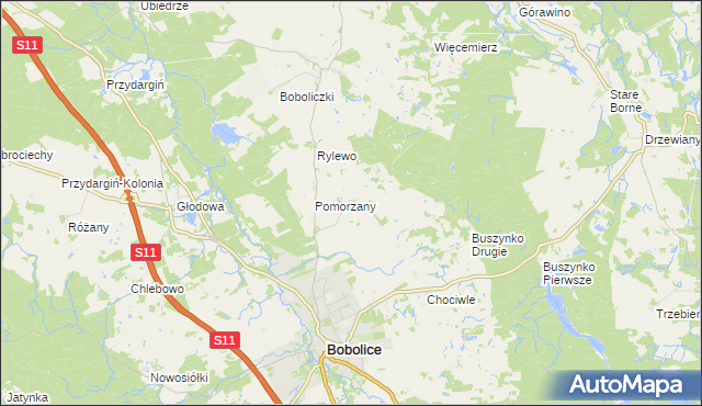 mapa Radwanki gmina Bobolice, Radwanki gmina Bobolice na mapie Targeo