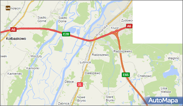 mapa Radziszewo gmina Gryfino, Radziszewo gmina Gryfino na mapie Targeo