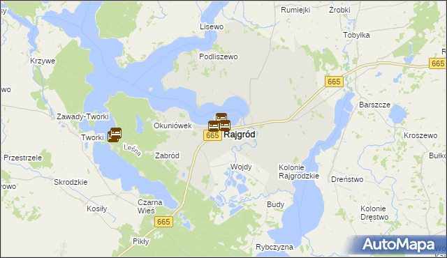 mapa Rajgród powiat grajewski, Rajgród powiat grajewski na mapie Targeo