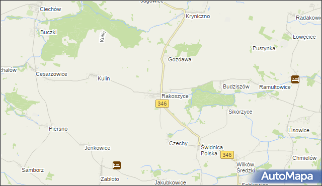 mapa Rakoszyce, Rakoszyce na mapie Targeo