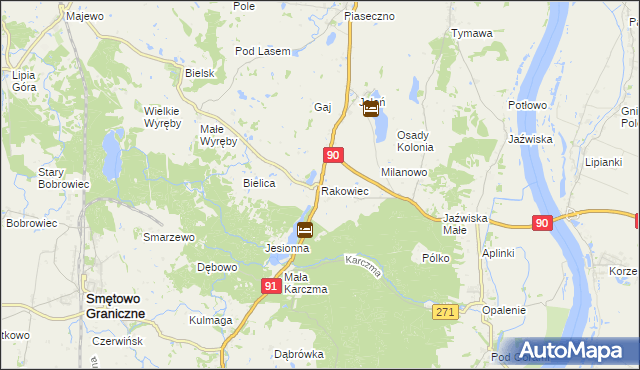 mapa Rakowiec gmina Gniew, Rakowiec gmina Gniew na mapie Targeo
