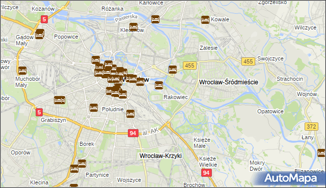 mapa Rakowiec gmina Wrocław, Rakowiec gmina Wrocław na mapie Targeo