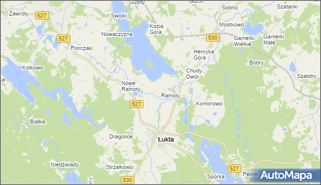 mapa Ramoty gmina Łukta, Ramoty gmina Łukta na mapie Targeo