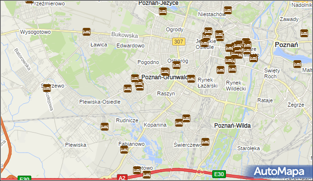 mapa Raszyn gmina Poznań, Raszyn gmina Poznań na mapie Targeo