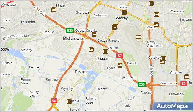 mapa Raszyn powiat pruszkowski, Raszyn powiat pruszkowski na mapie Targeo