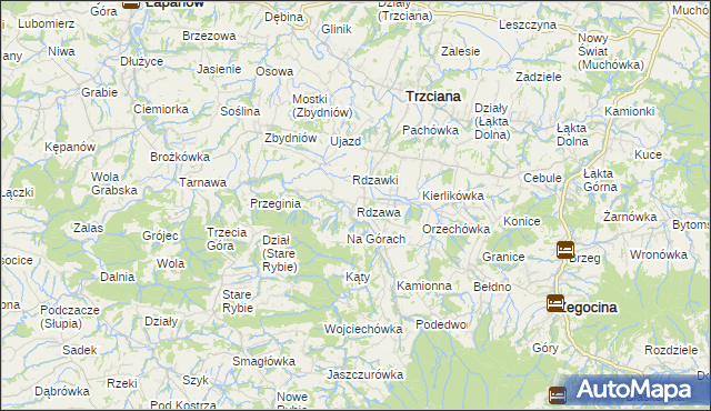 mapa Rdzawa, Rdzawa na mapie Targeo