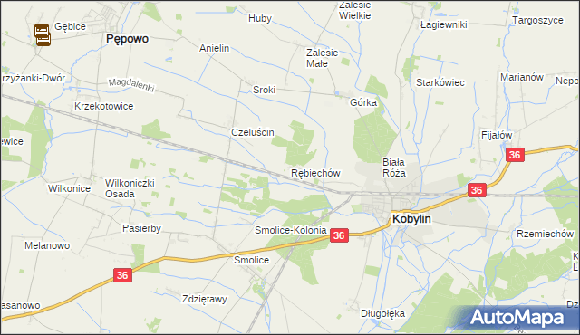 mapa Rębiechów, Rębiechów na mapie Targeo