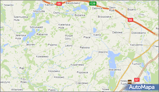 mapa Rębiska gmina Szemud, Rębiska gmina Szemud na mapie Targeo
