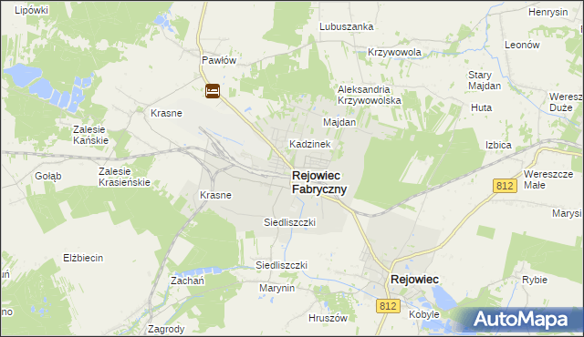 mapa Rejowiec Fabryczny, Rejowiec Fabryczny na mapie Targeo