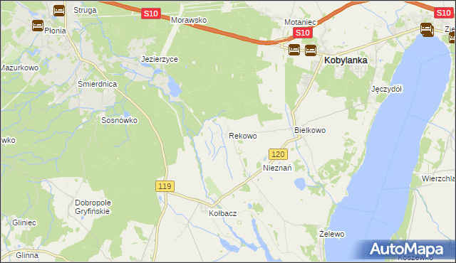 mapa Rekowo gmina Kobylanka, Rekowo gmina Kobylanka na mapie Targeo