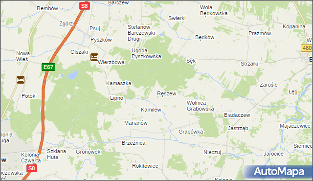 mapa Ręszew, Ręszew na mapie Targeo