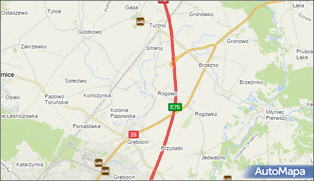 mapa Rogowo gmina Lubicz, Rogowo gmina Lubicz na mapie Targeo