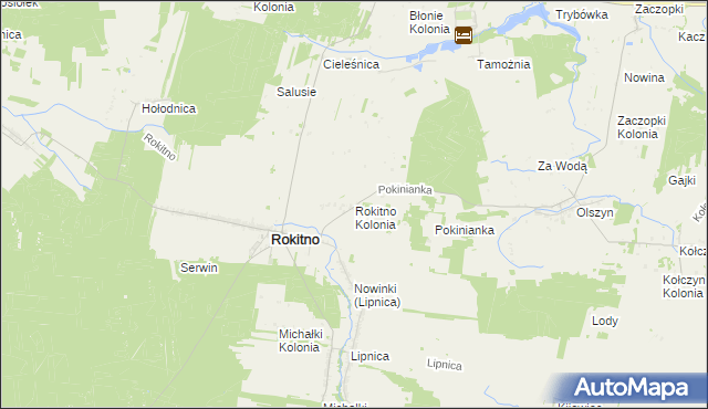 mapa Rokitno Kolonia, Rokitno Kolonia na mapie Targeo