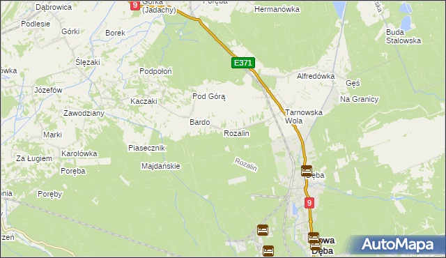 mapa Rozalin gmina Nowa Dęba, Rozalin gmina Nowa Dęba na mapie Targeo