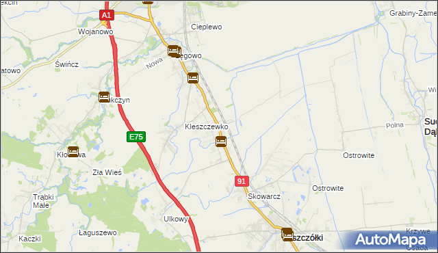 mapa Różyny, Różyny na mapie Targeo