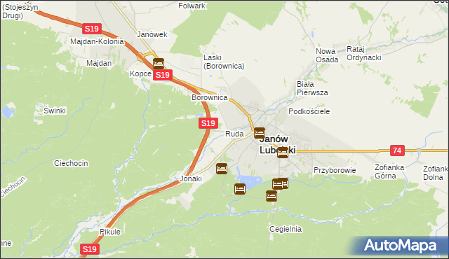 mapa Ruda gmina Janów Lubelski, Ruda gmina Janów Lubelski na mapie Targeo