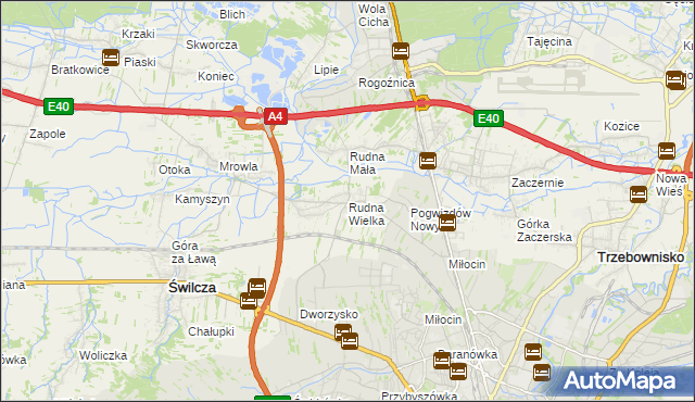 mapa Rudna Wielka gmina Świlcza, Rudna Wielka gmina Świlcza na mapie Targeo