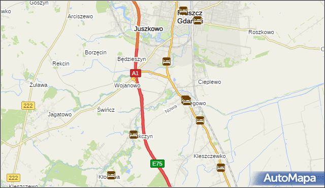 mapa Rusocin gmina Pruszcz Gdański, Rusocin gmina Pruszcz Gdański na mapie Targeo