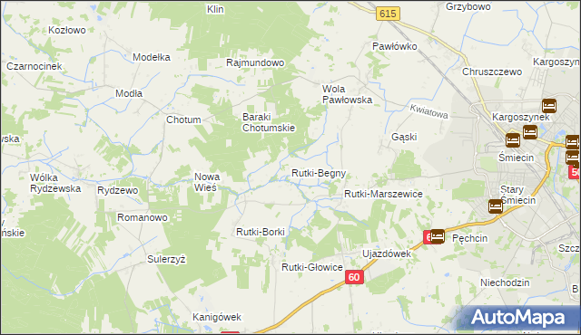 mapa Rutki-Begny, Rutki-Begny na mapie Targeo