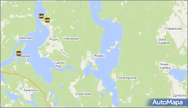 mapa Rybaki gmina Stawiguda, Rybaki gmina Stawiguda na mapie Targeo