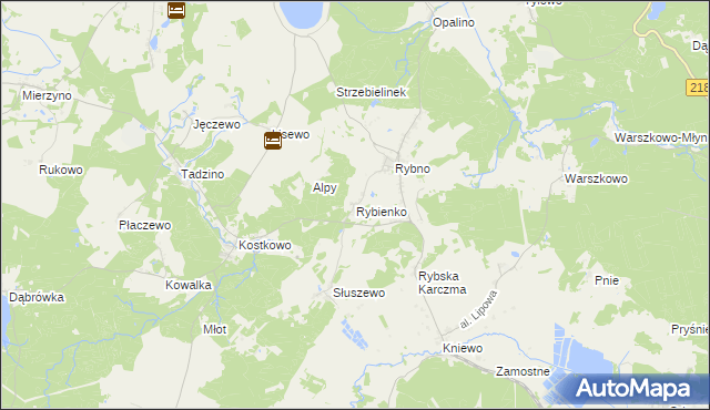 mapa Rybienko gmina Gniewino, Rybienko gmina Gniewino na mapie Targeo