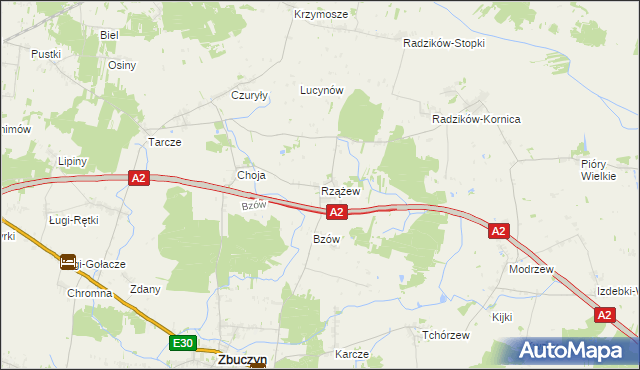 mapa Rzążew, Rzążew na mapie Targeo