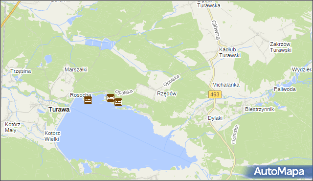mapa Rzędów gmina Turawa, Rzędów gmina Turawa na mapie Targeo