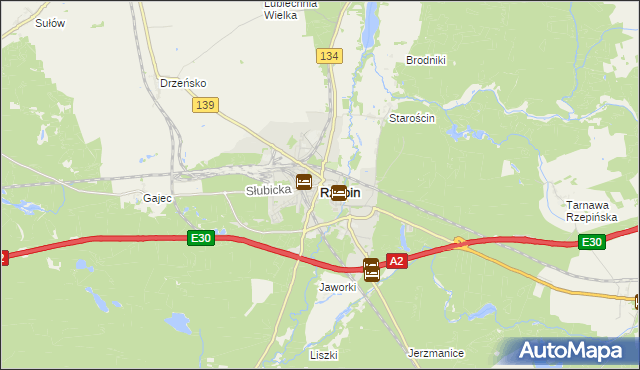 mapa Rzepin, Rzepin na mapie Targeo