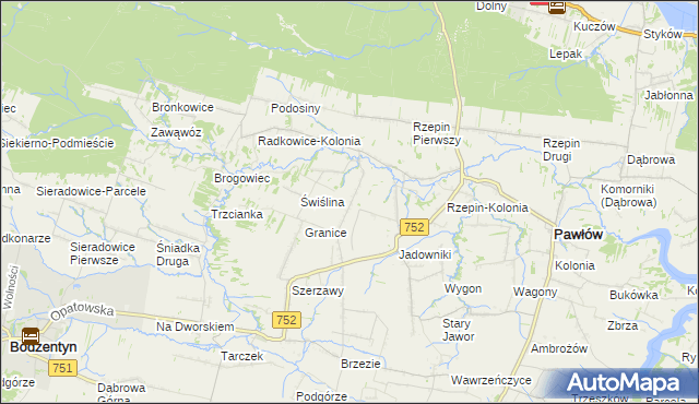 mapa Rzepinek gmina Pawłów, Rzepinek gmina Pawłów na mapie Targeo