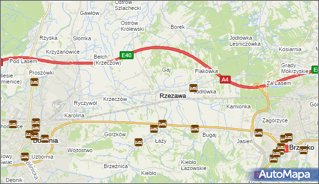 mapa Rzezawa, Rzezawa na mapie Targeo