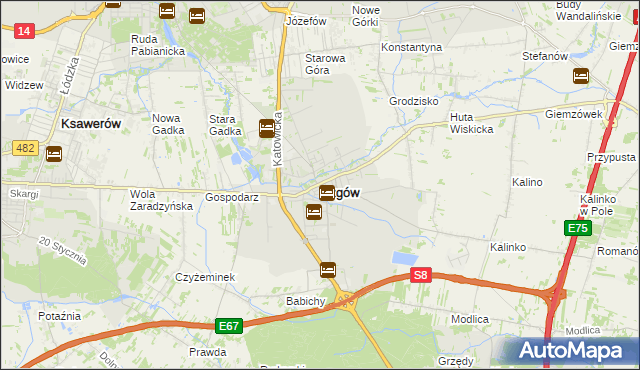 mapa Rzgów powiat łódzki wschodni, Rzgów powiat łódzki wschodni na mapie Targeo