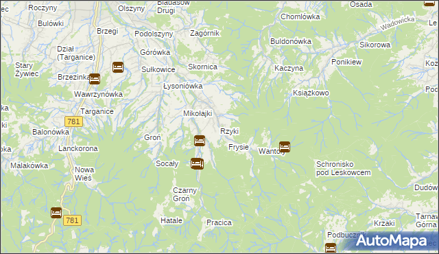 mapa Rzyki, Rzyki na mapie Targeo