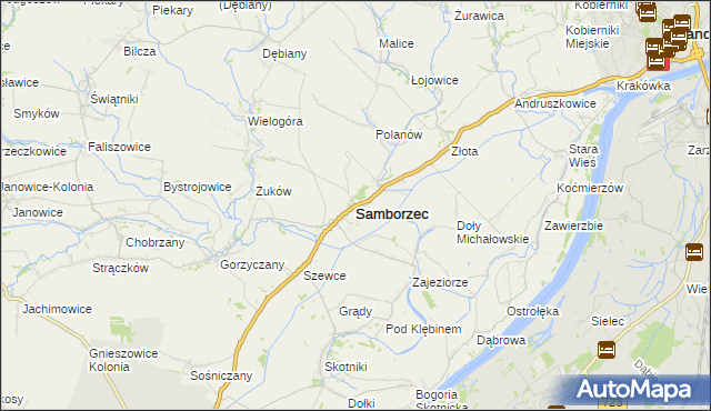 mapa Samborzec, Samborzec na mapie Targeo