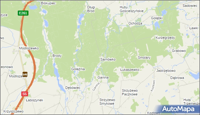 mapa Sarnówko gmina Rogowo, Sarnówko gmina Rogowo na mapie Targeo