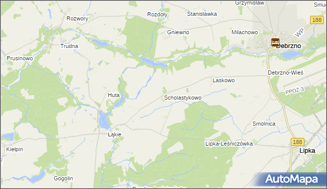 mapa Scholastykowo, Scholastykowo na mapie Targeo