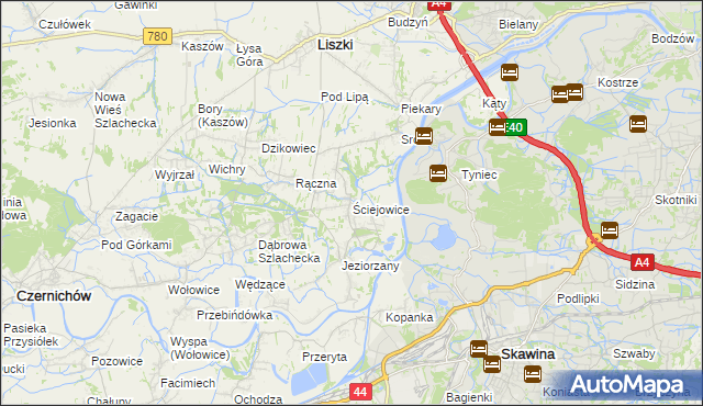 mapa Ściejowice, Ściejowice na mapie Targeo