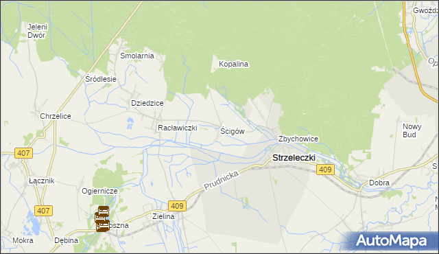 mapa Ścigów, Ścigów na mapie Targeo