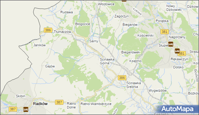 mapa Ścinawka Górna, Ścinawka Górna na mapie Targeo