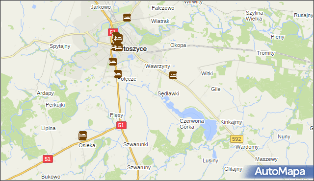 mapa Sędławki, Sędławki na mapie Targeo