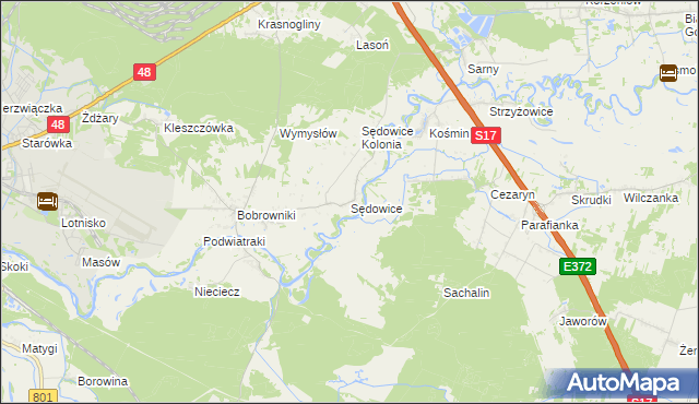 mapa Sędowice gmina Ryki, Sędowice gmina Ryki na mapie Targeo