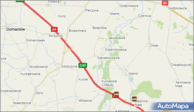 mapa Siecieborowice, Siecieborowice na mapie Targeo