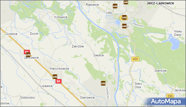 mapa Siedlce gmina Oława, Siedlce gmina Oława na mapie Targeo