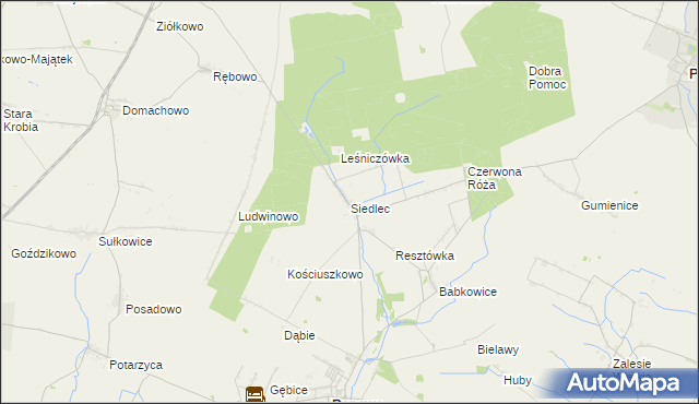 mapa Siedlec gmina Pępowo, Siedlec gmina Pępowo na mapie Targeo