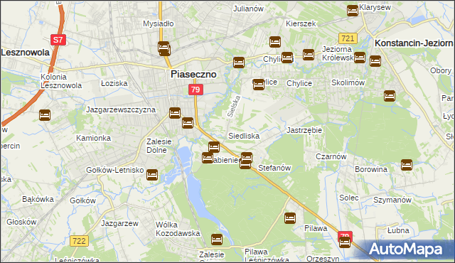 mapa Siedliska gmina Piaseczno, Siedliska gmina Piaseczno na mapie Targeo