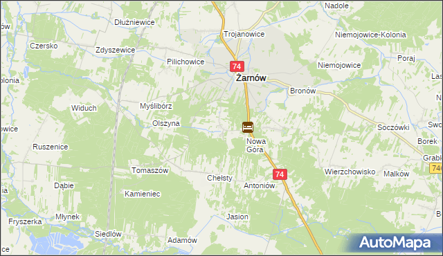 mapa Sielec gmina Żarnów, Sielec gmina Żarnów na mapie Targeo