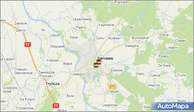 mapa Sieniawa powiat przeworski, Sieniawa powiat przeworski na mapie Targeo