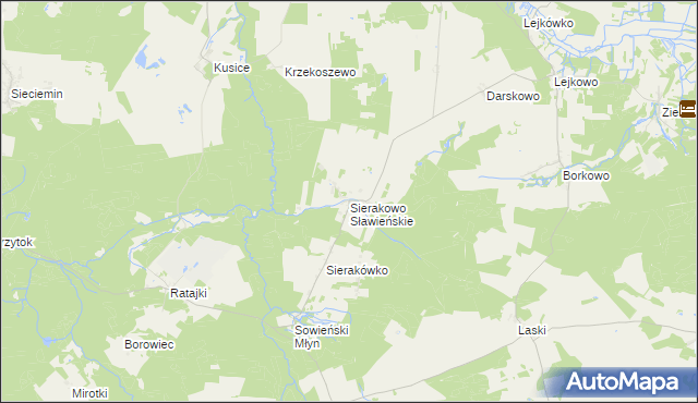 mapa Sierakowo Sławieńskie, Sierakowo Sławieńskie na mapie Targeo