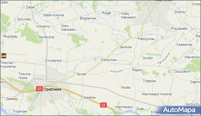 mapa Sierzchów gmina Opatówek, Sierzchów gmina Opatówek na mapie Targeo