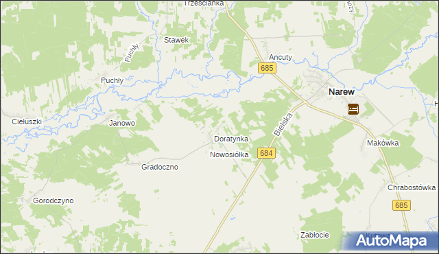 mapa Skaryszewo, Skaryszewo na mapie Targeo